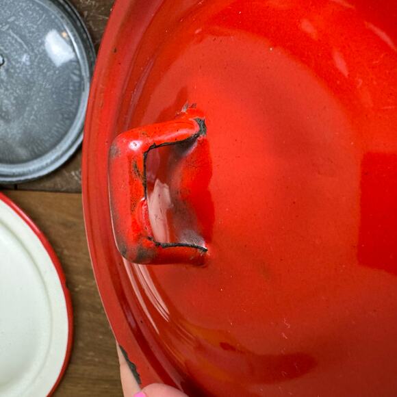 Set Bundle of Vintage Enamelware Graniteware lids Replacements Wall‎ Decor - Picture 2 of 12